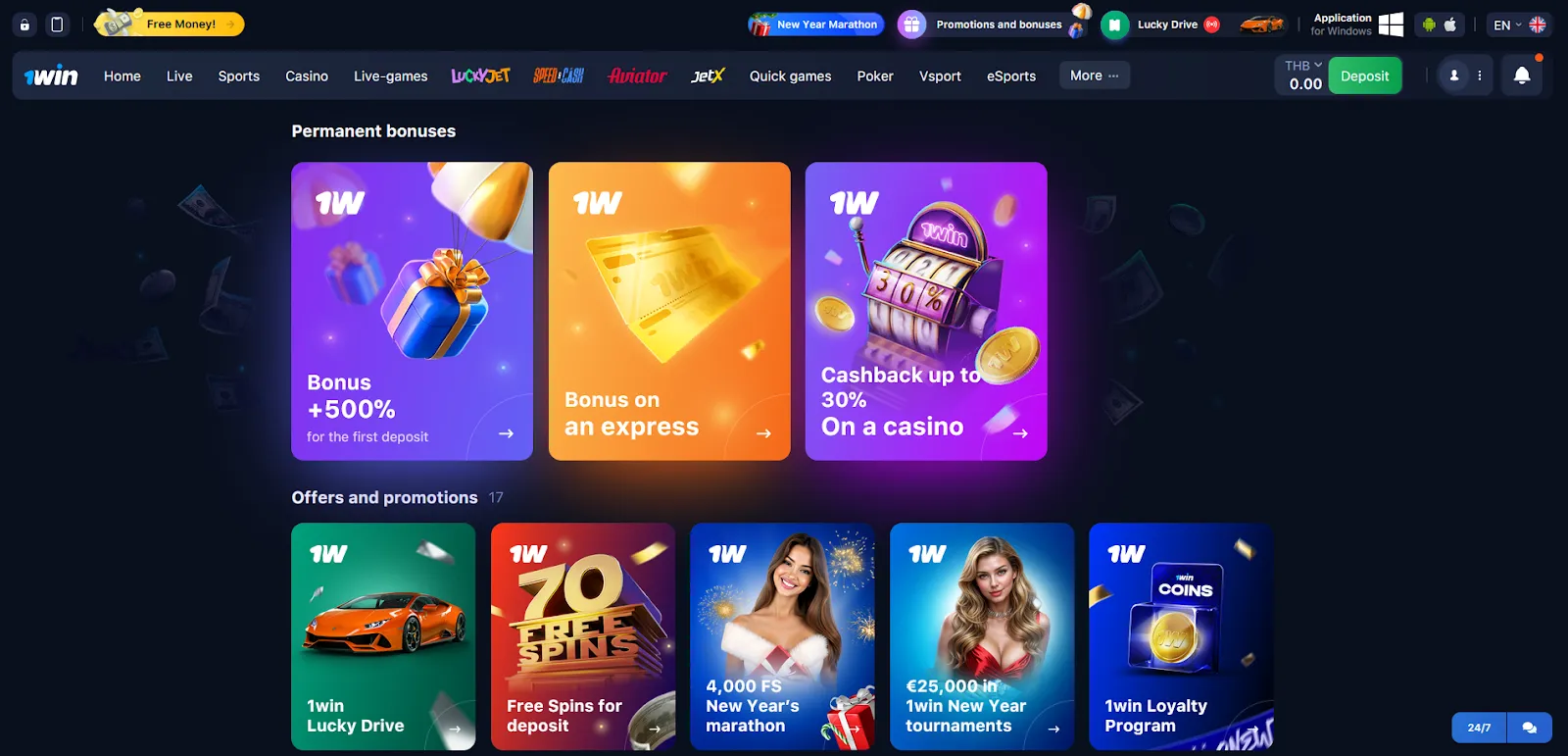 1win bonus and promo code Thailand